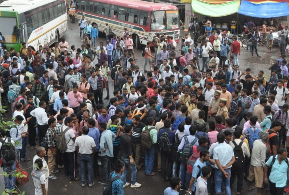 protest by applicants in tubewell operators paper leak case.