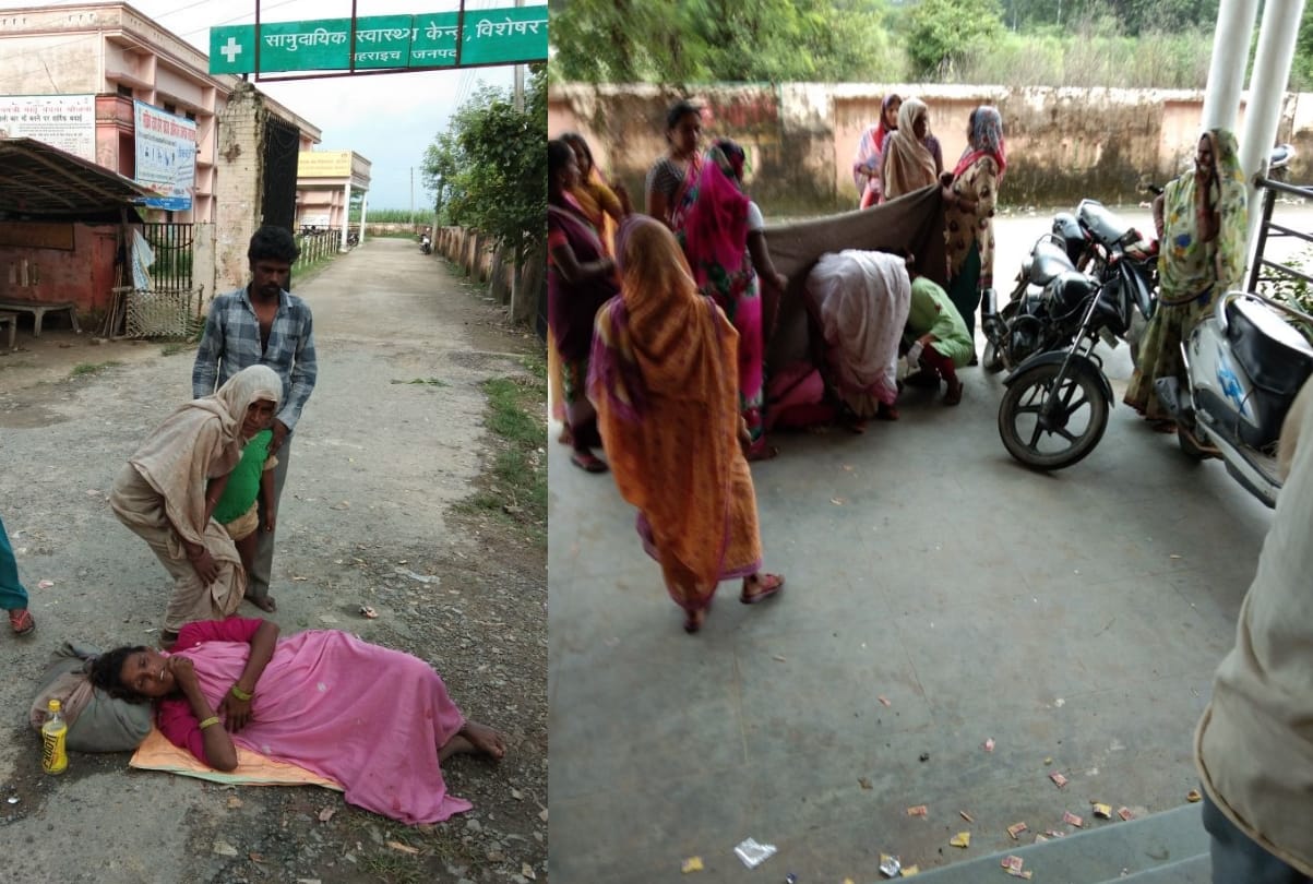 child delivery on road at baraich