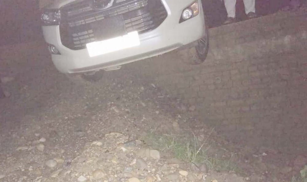 bjp mla car hang on bridge