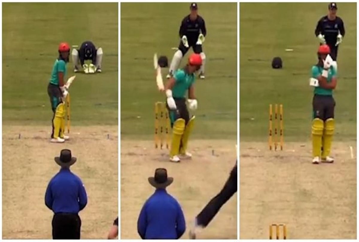 Australian batsman Jake Weatherald got hit wicket in bizarre style