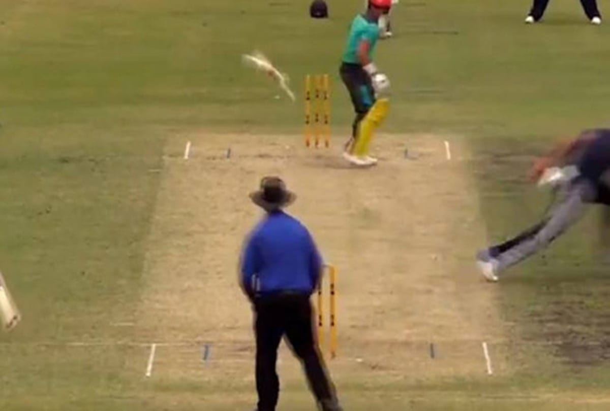 Australian batsman Jake Weatherald got hit wicket in bizarre style