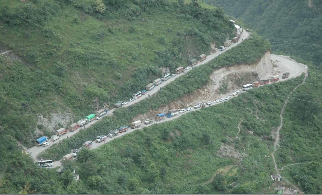 Stone Rain on All Weather Road after mountain collapse pithoragarh highway