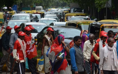 massive traffic jams in kisan rally at delhi