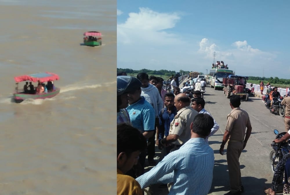 A boat get drowned in sarayu river in ayodhya.