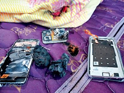 Mobile started getting hot student going for exam ignored pocket burst with loud bang and started burning