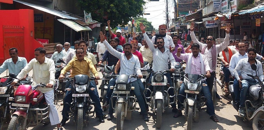 people on road against scst act