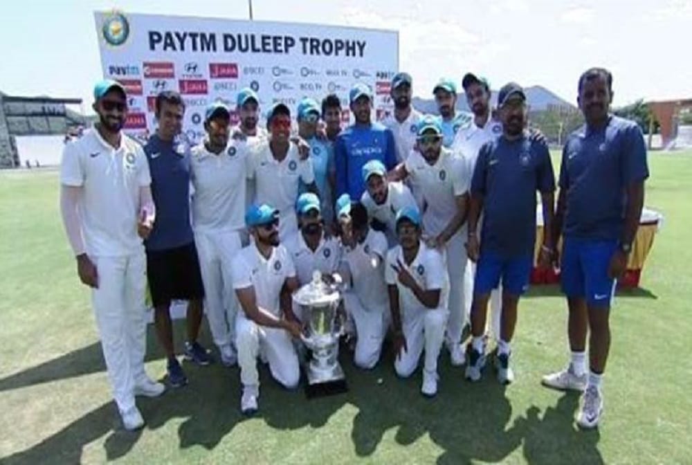 India Blue win Duleep Trophy to defeate india Red by innings and 187 runs 