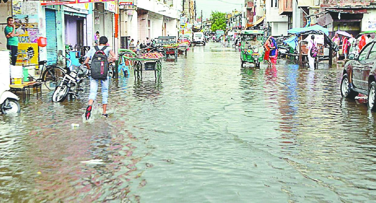 City streets stack in one hour of rain