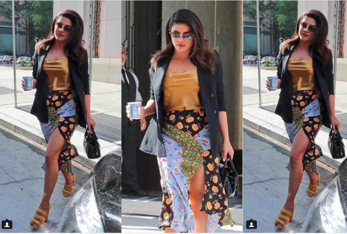 Priyanka Chopra thigh high slit skirt is perfect for official meetings as well as weekend parties