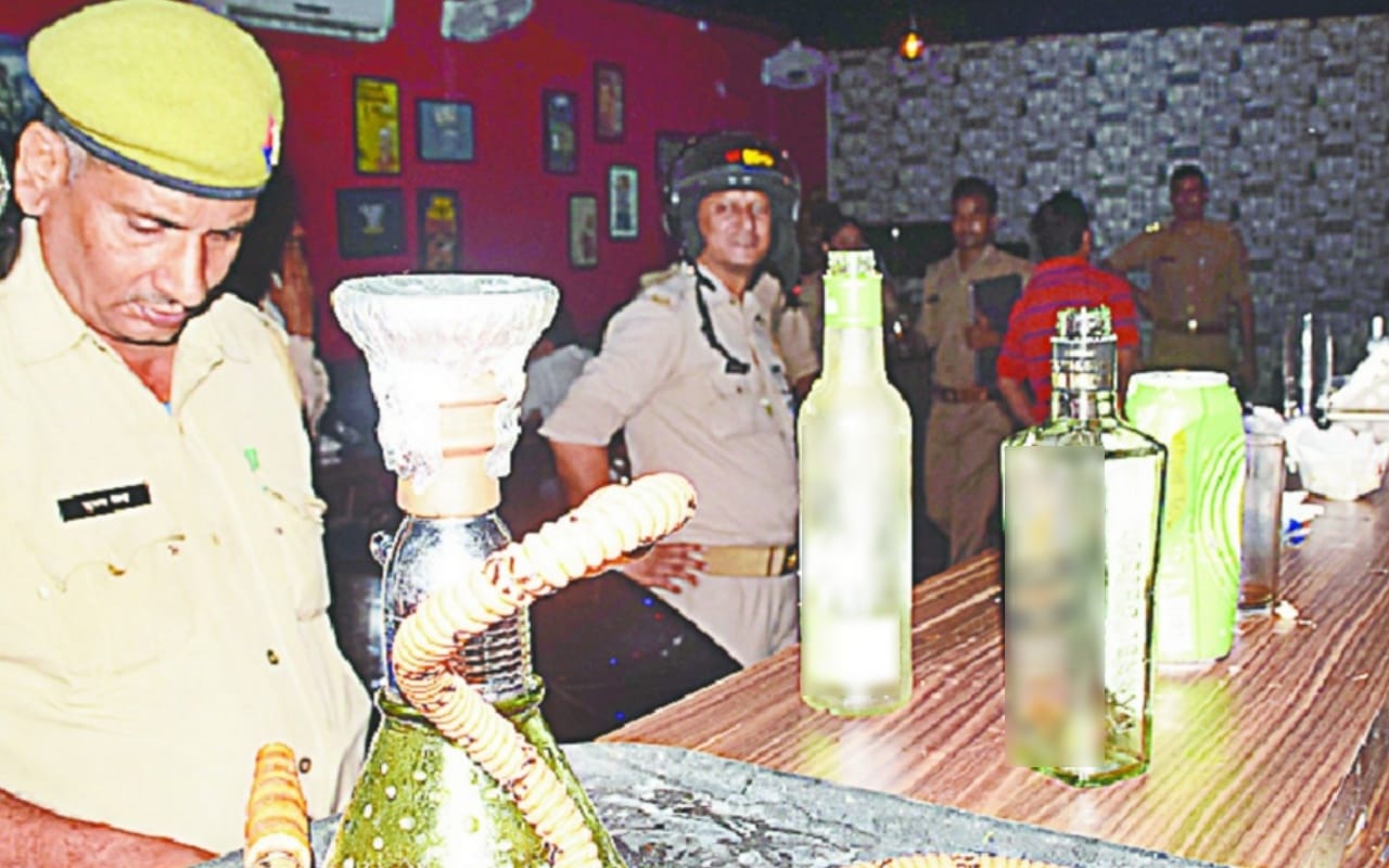 police raids on a hukka bar running under the coffee shop in meerut
