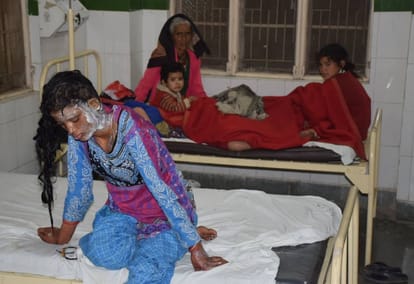 man throw one gallon acid on his family at almora