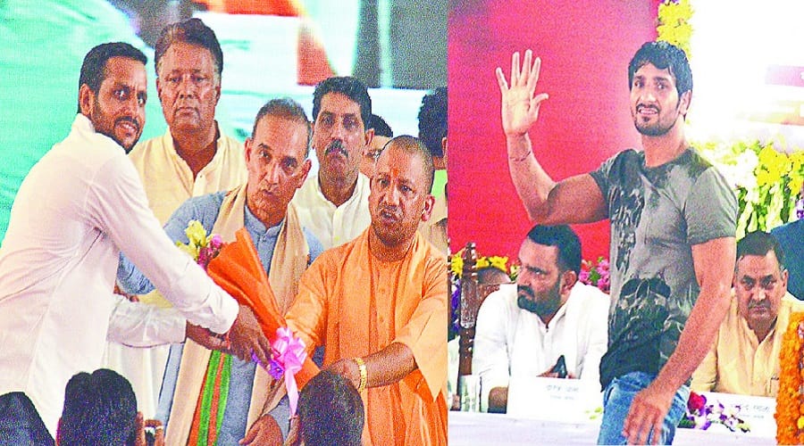 CM Yogi honored shooter Shardul Vihan, Ravi Kumar and wrestler Sachin Rathi in Baghpat