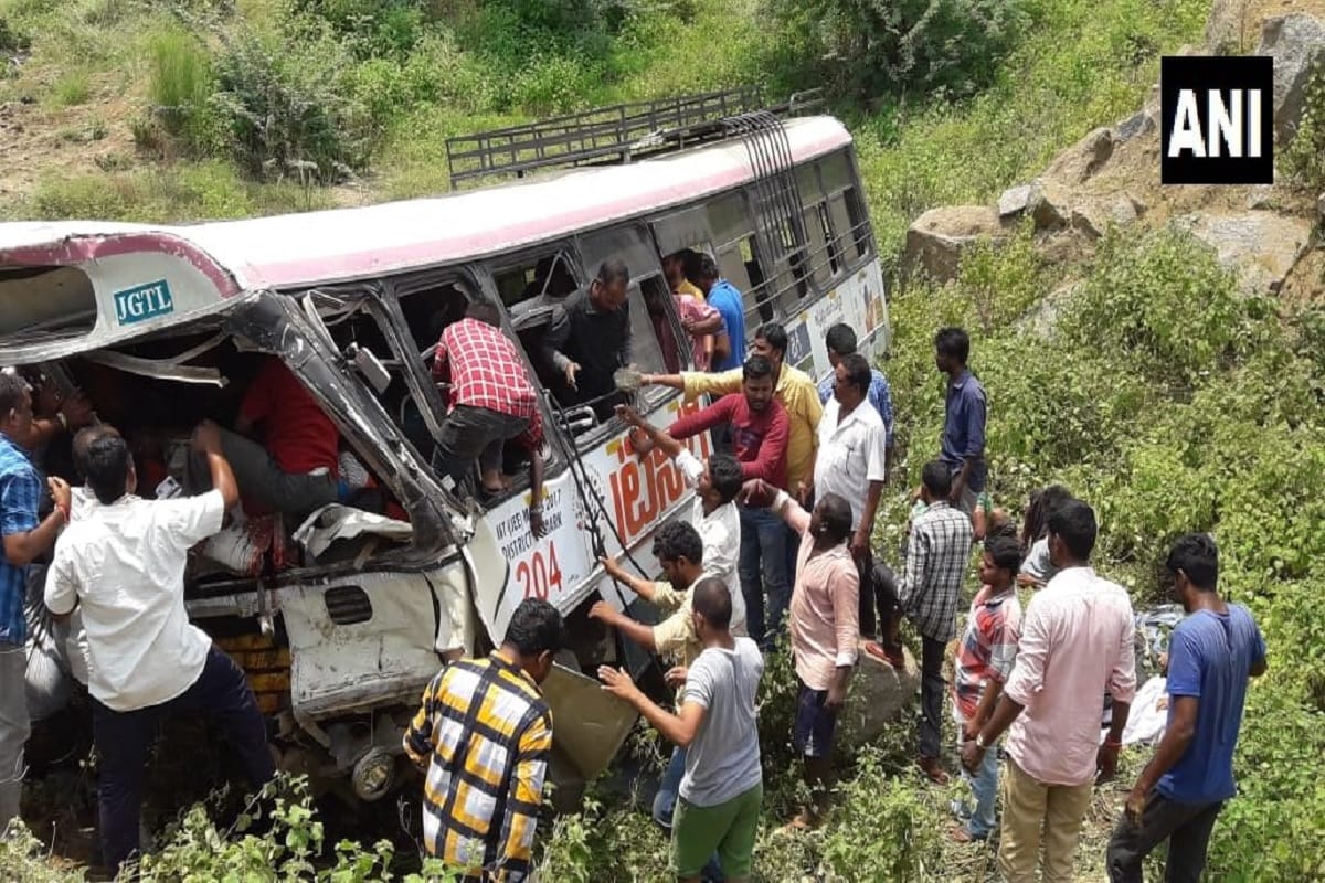 Telangana bus accident more than 10 people killed and injured in state-run RTC bus
