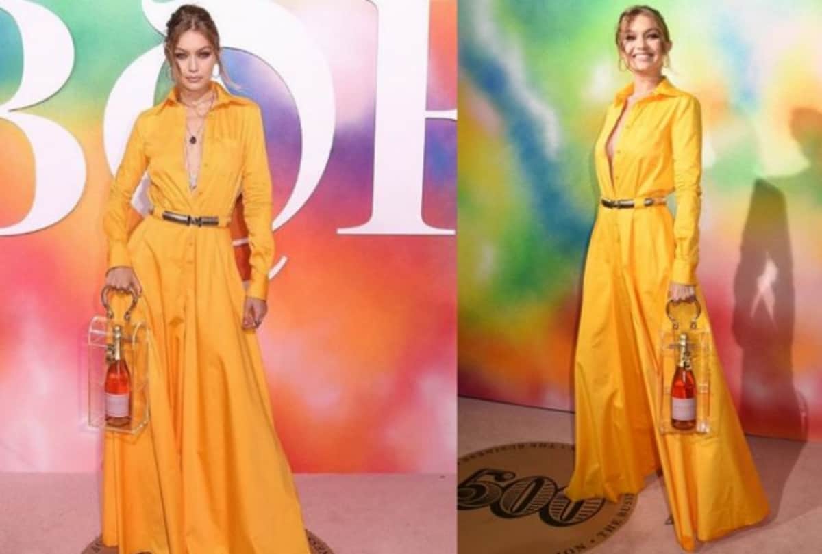 New York Fashion Week Gigi Hadid troll for clear bag with champagne bottle