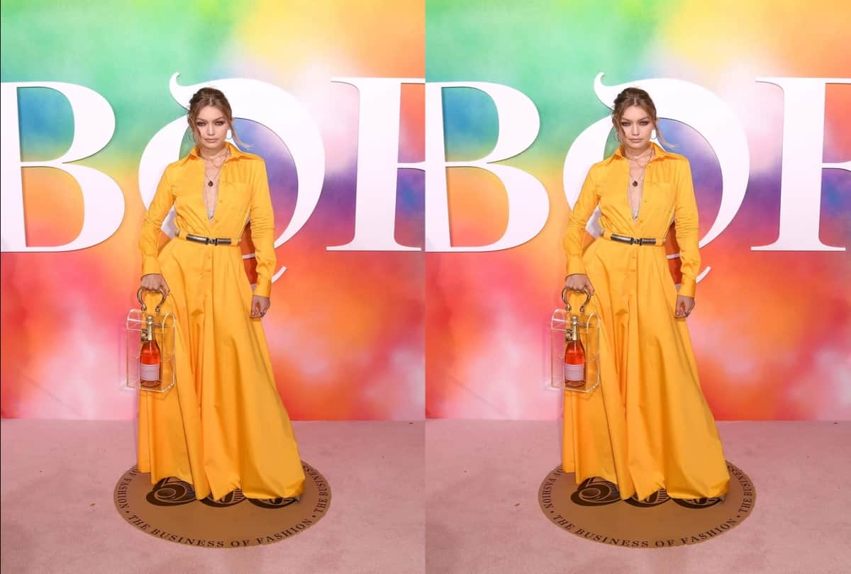 New York Fashion Week Gigi Hadid troll for clear bag with champagne bottle