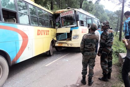Private bus accident on kasauli road in solan himachal pradesh