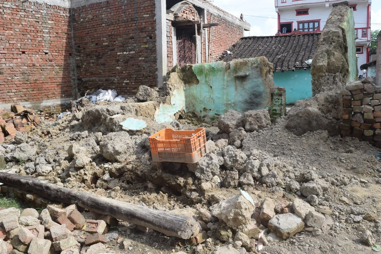wall collapses, one killed in three children buried under debris