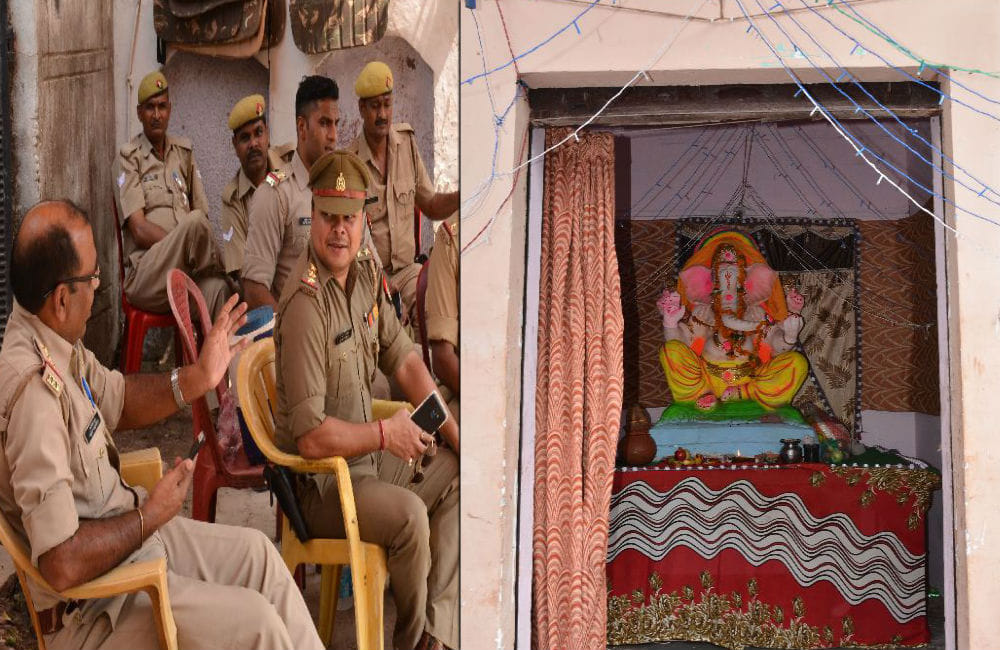 police force deployed after ganesh pratima sthapna on Banhe Kha Chowk