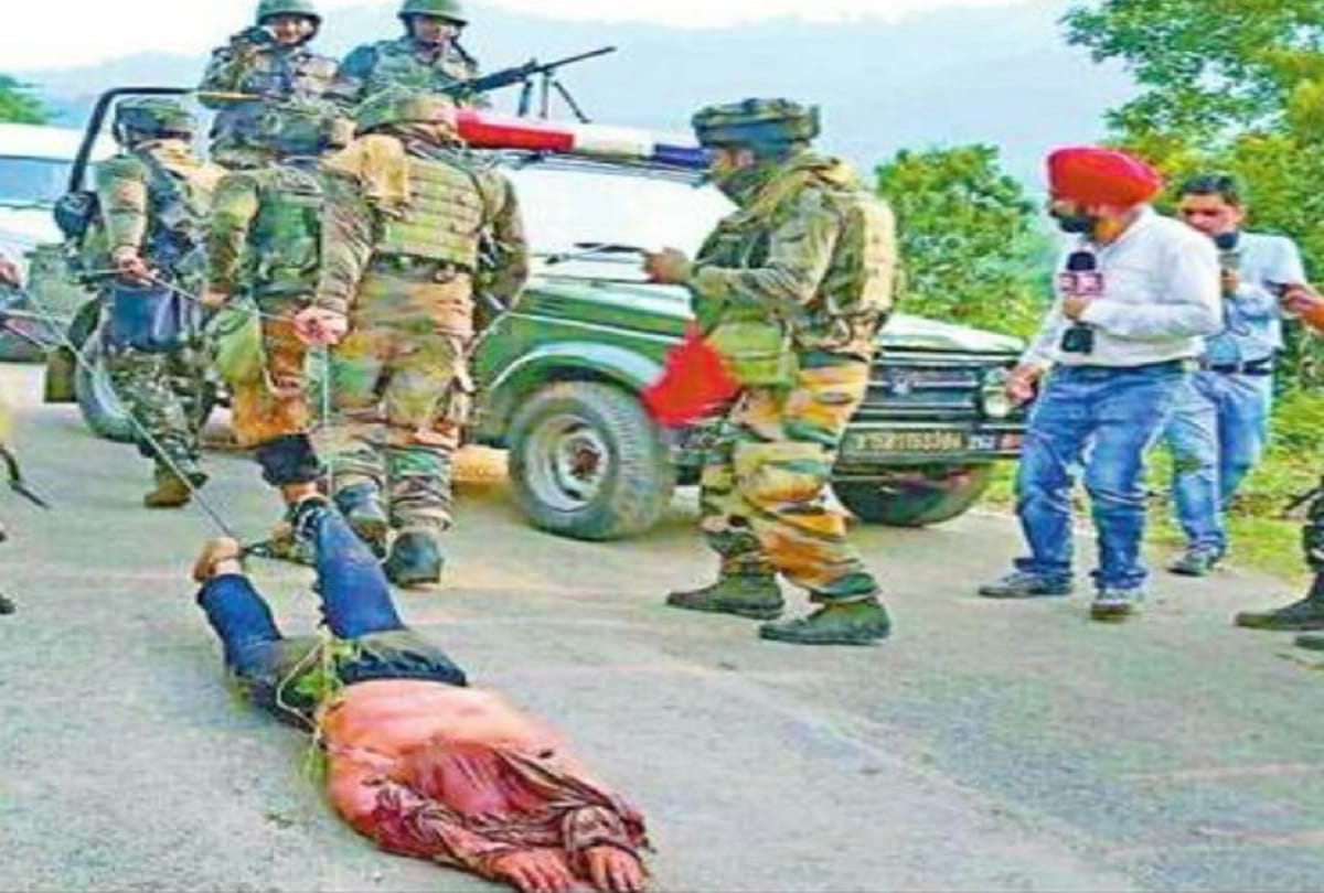 jhajjar kotli photo of militants dead body dragged by army got viral on social media
