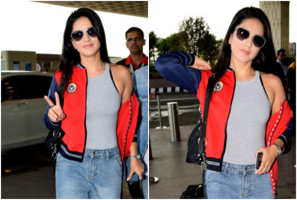 Sunny Leone in Red Boots at airport see pictures
