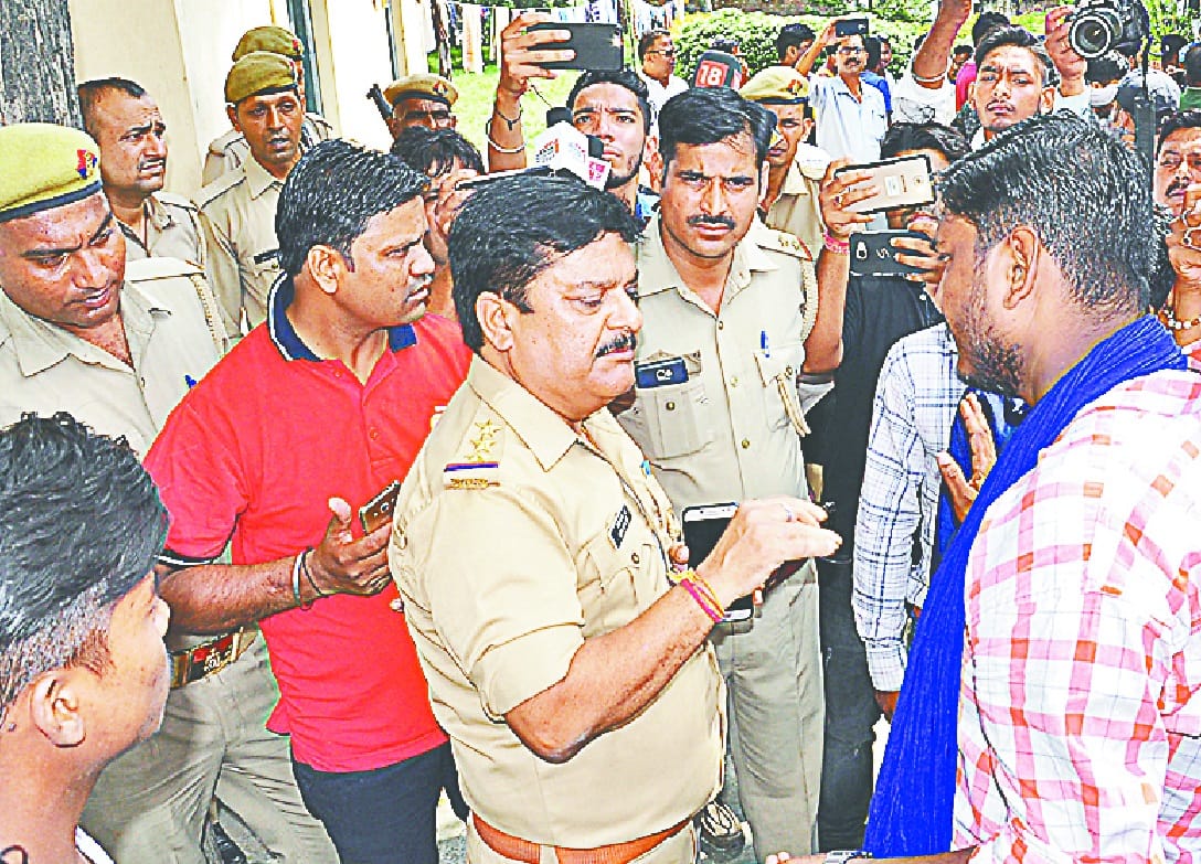 Bhim Army officer confronted with police