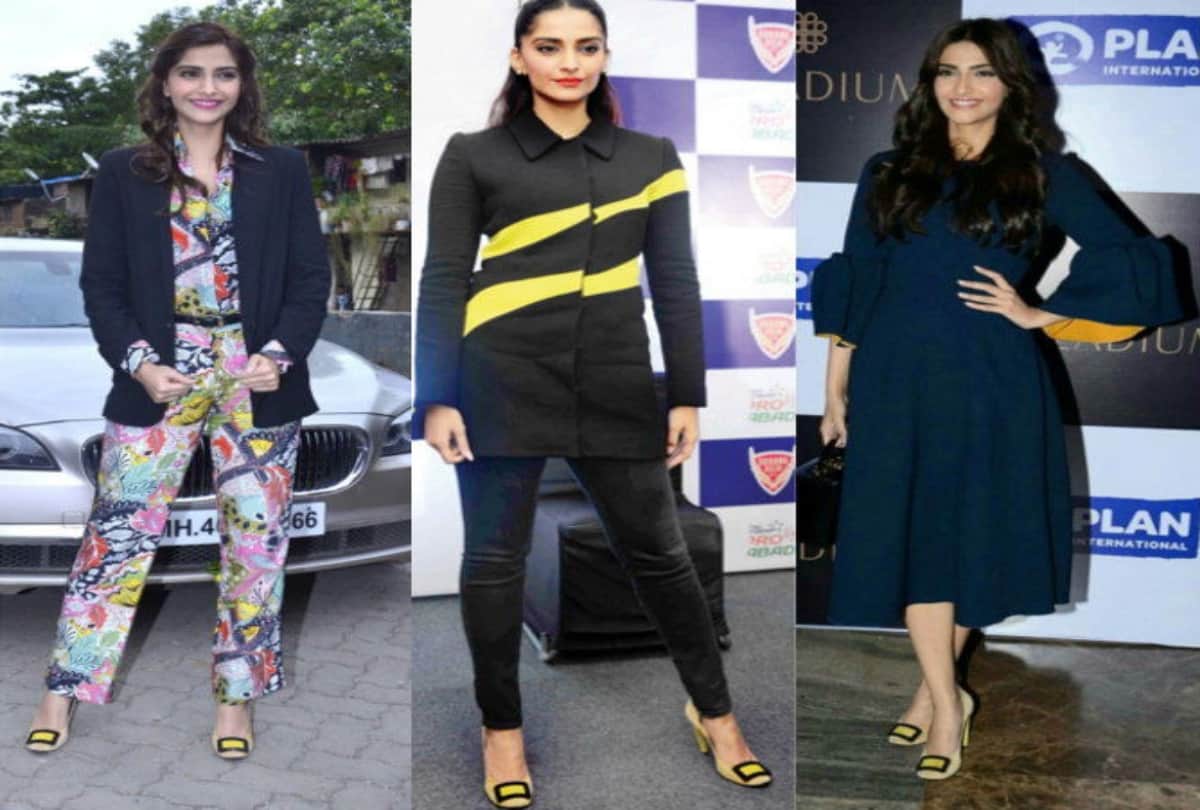 sonam kapoor repeat her footwear very smartly