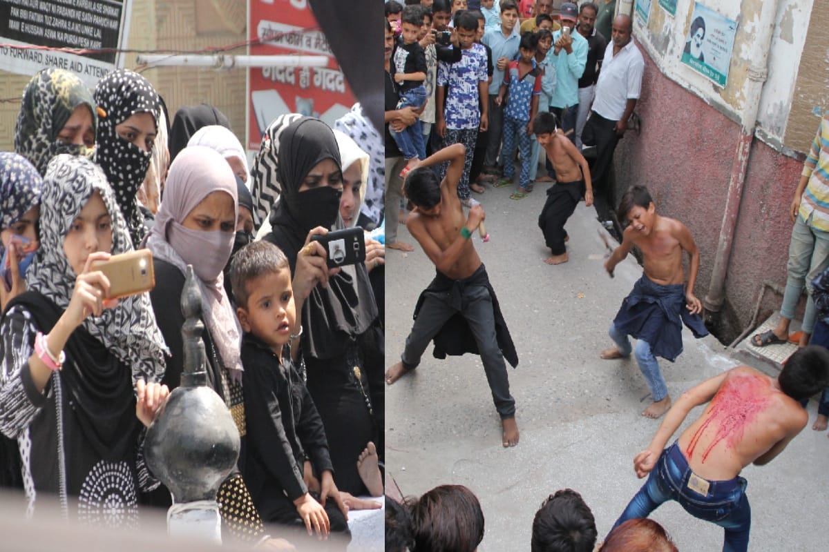 Shia Sogwaras weeds with churns and chains during Mourning of Muharram