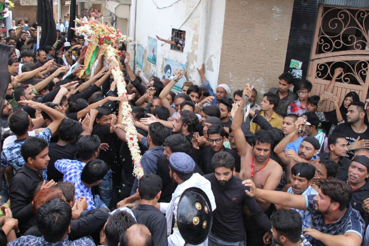 trying to Procession of Moharram in Nauganwa Sadat in amroha