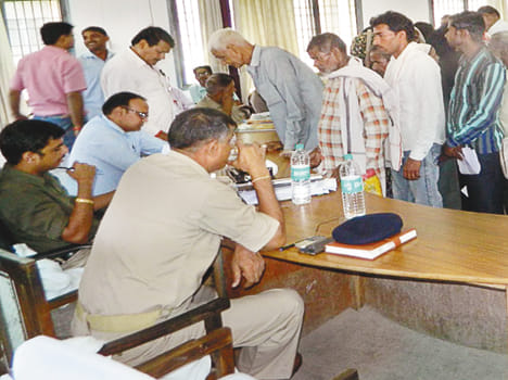 Crowd of criminals in DM's court in farrukhabad