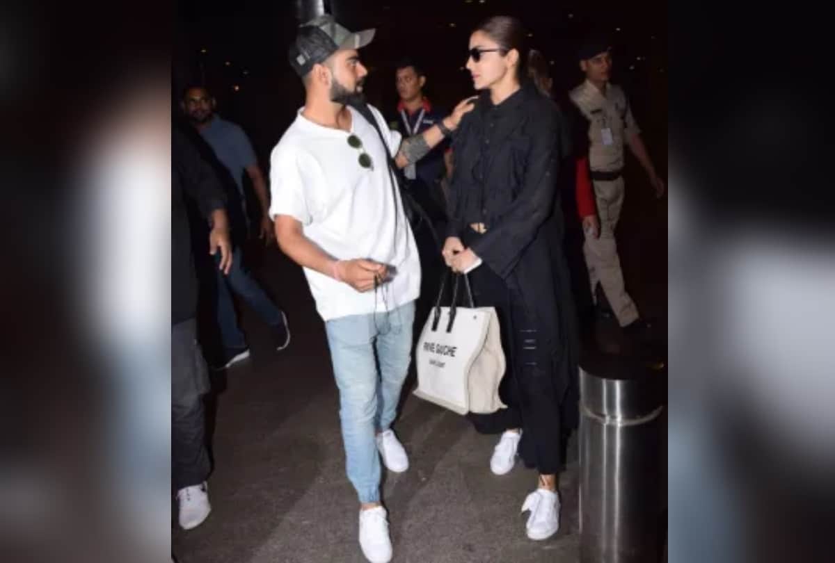 virat anushka shares adorable moment while leaving from airport as they hug each other delhi ncr