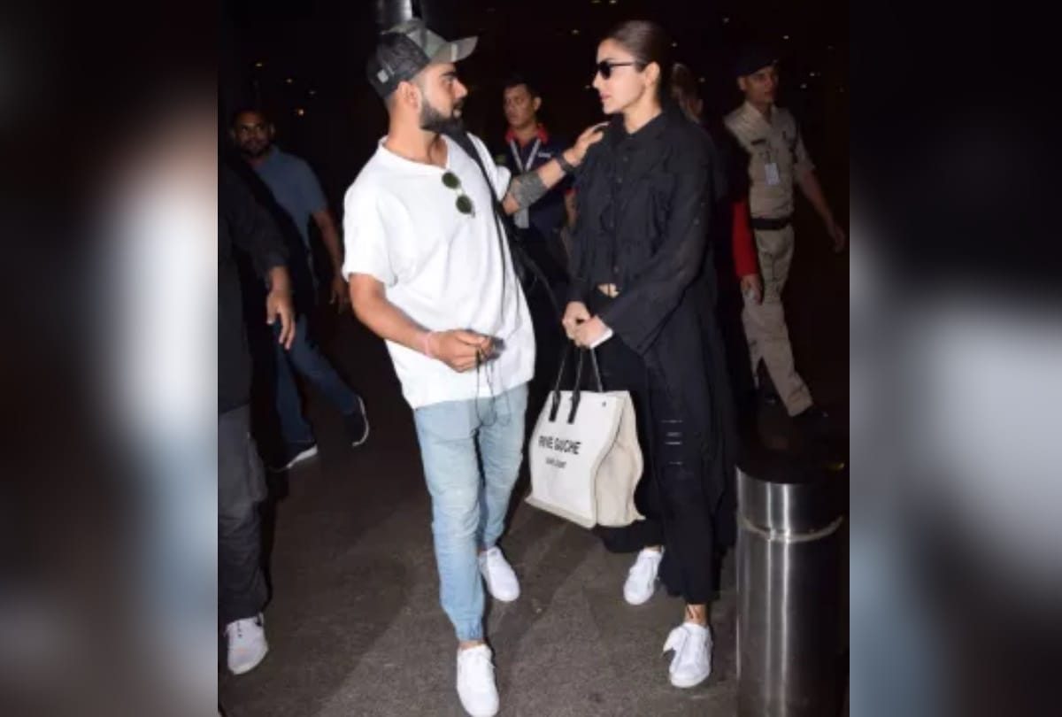 virat anushka shares adorable moment while leaving from airport as they hug each other delhi ncr