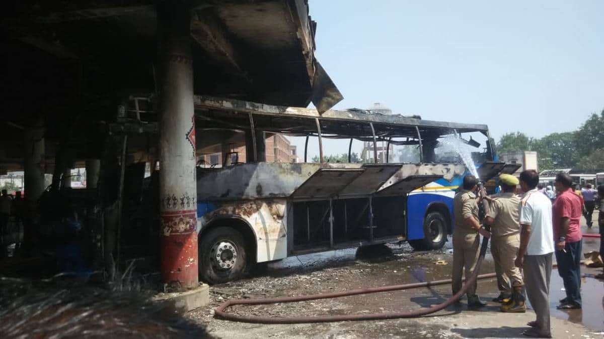 Fire in buses at varanasi bus station