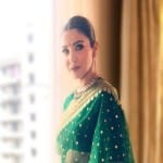 anushka sharma green chanderi saree