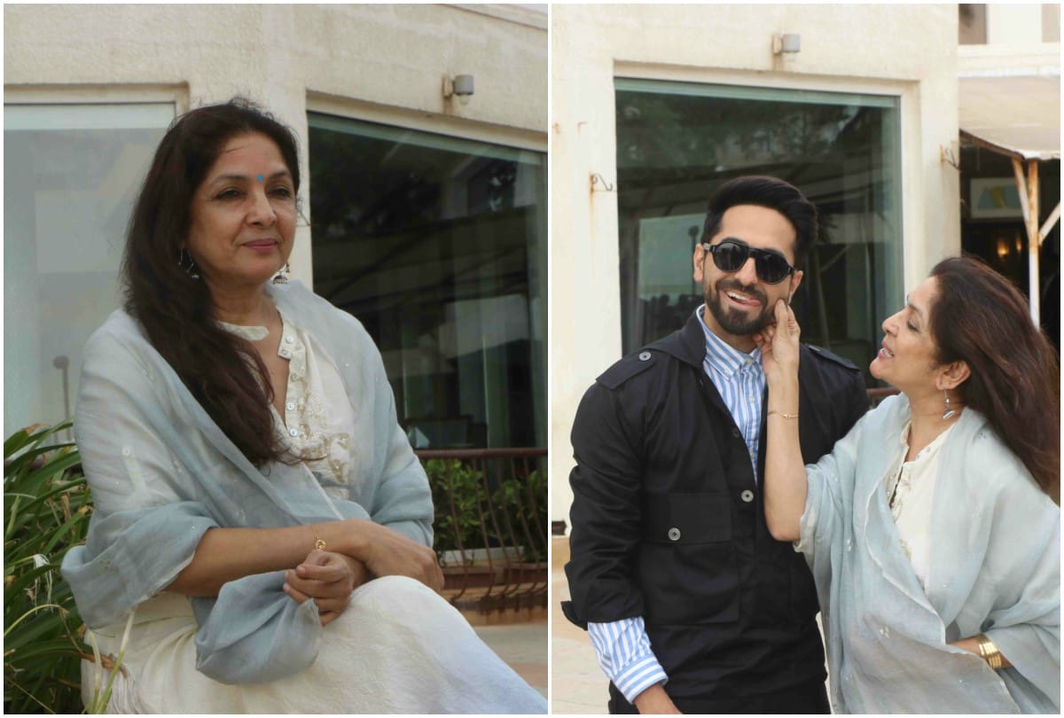 Ayushmann Khurrana Sanya Malhotra Neena Gupta press conference in Mumbai related with Badhai Ho film