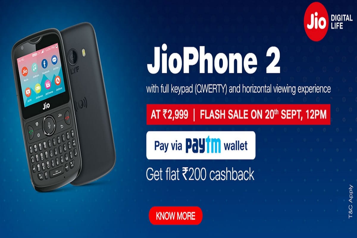 Jio Phone 2 flash sale today via jio.com, price and All you needs to know
