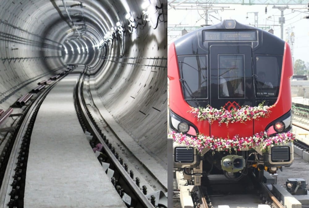 lucknow metro under ground route construction.