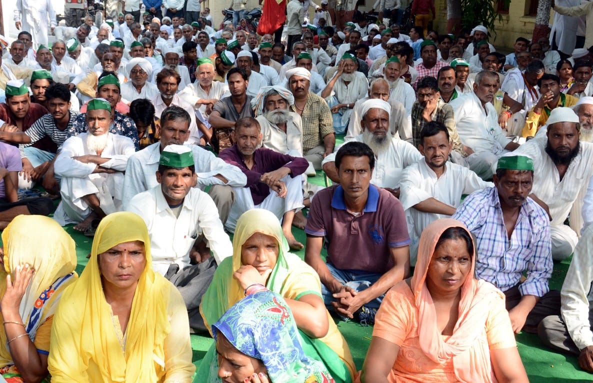 Agitation in the face of lathi charge