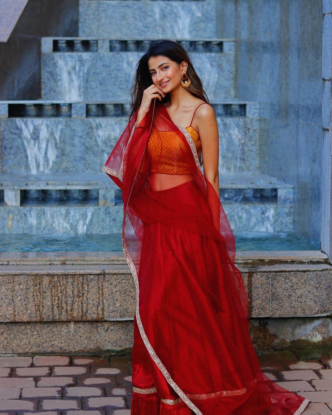 palak tiwari stunning  in a red lehenga