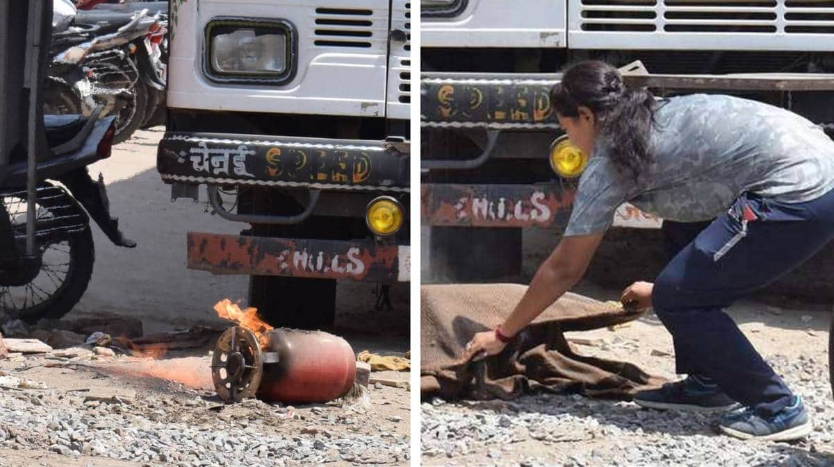 Varanasi brave girl save people life from gas cylinder fire