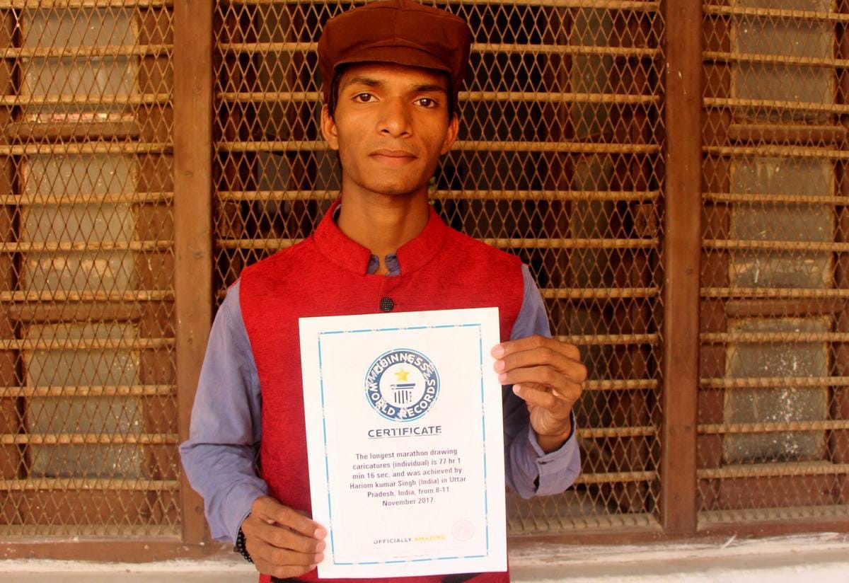 Ghazipur son makes world record of longest drawing carricature