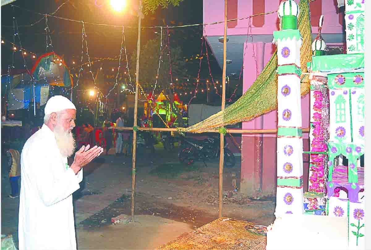 Ganpati Bappa Pandal is decorated in front of Tajia