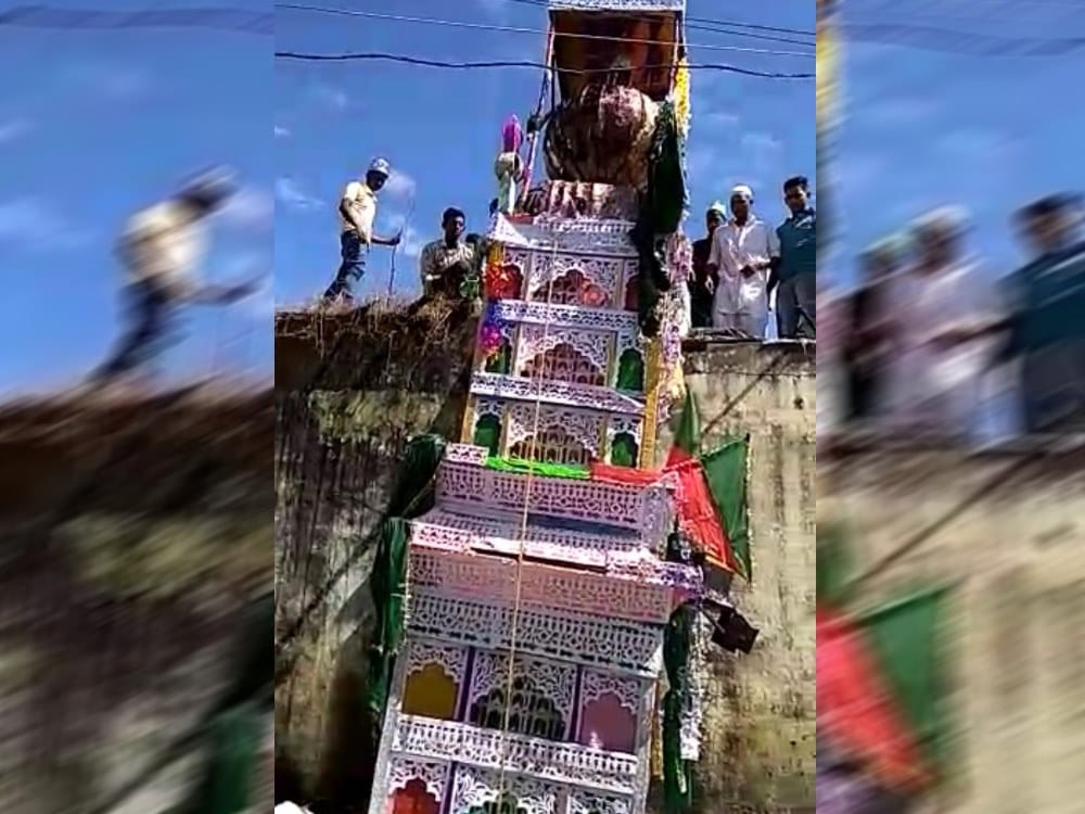 muharram 2018 tajiya caught fire in rudrapur