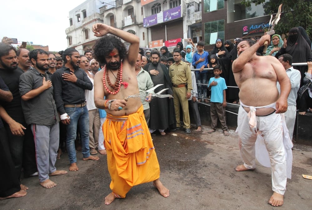 hindu in muharram procession in lucknow.