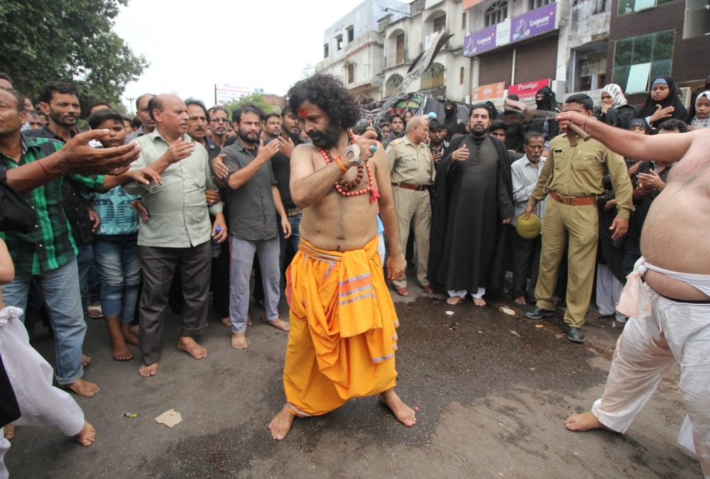 hindu in muharram procession in lucknow.