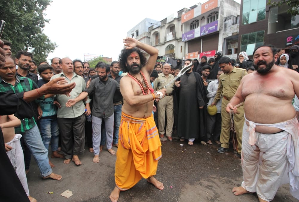 hindu in muharram procession in lucknow.