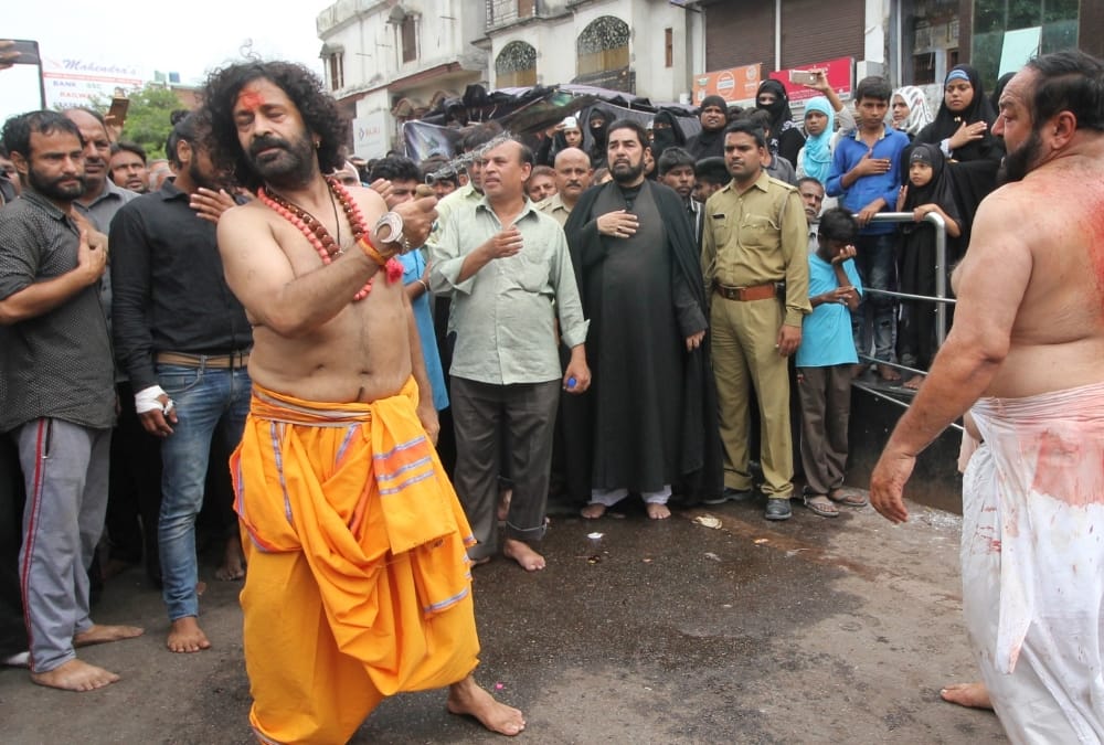 hindu in muharram procession in lucknow.