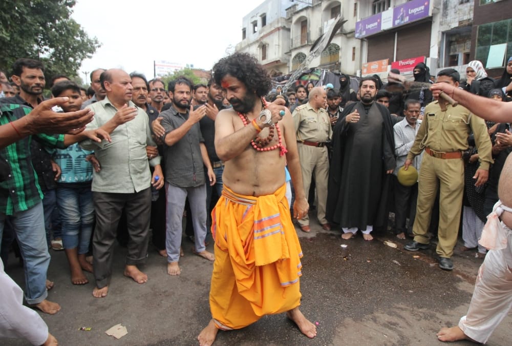 hindu in muharram procession in lucknow.