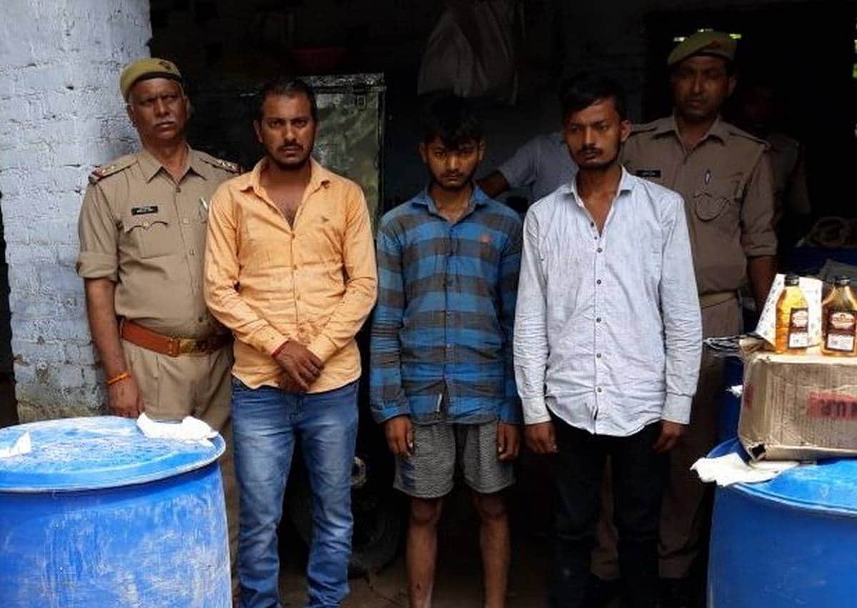 Illegal wine stock caught BJP leader college at azamgarh