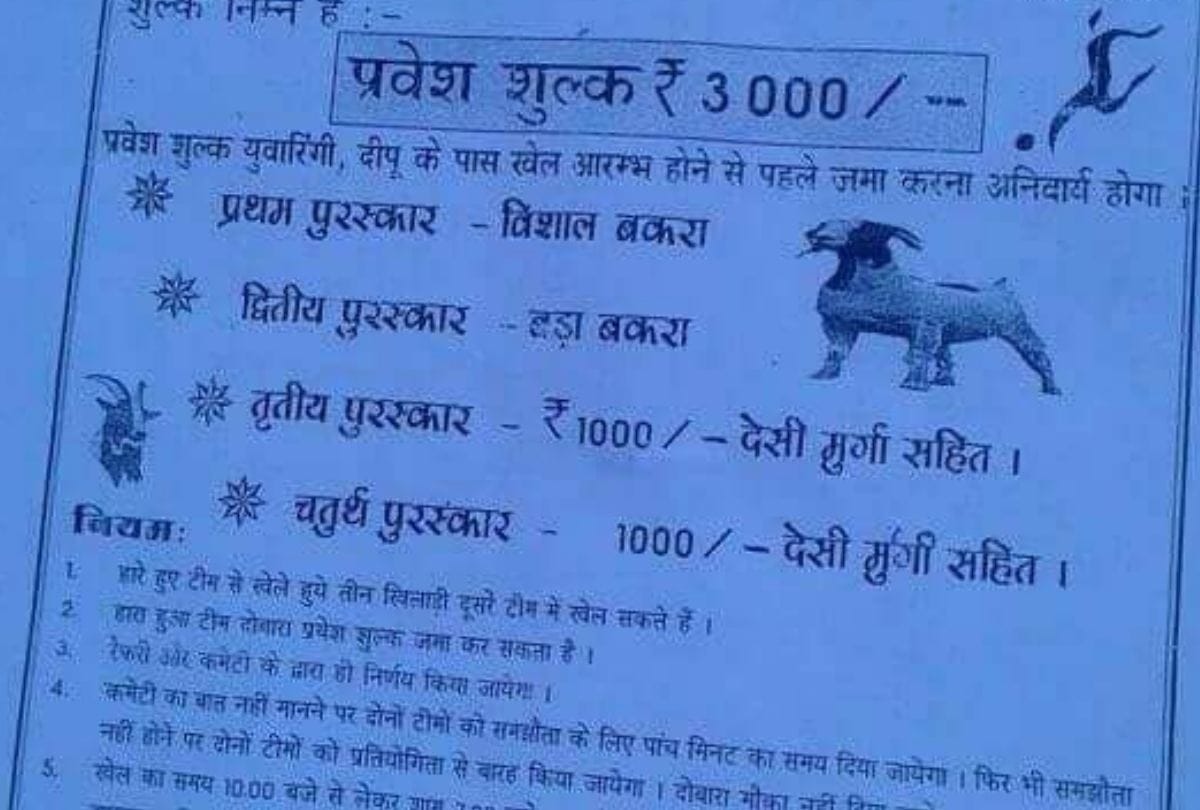 Football championship in kalpa kinnaur Goat and Cock are declared prizes for winners
