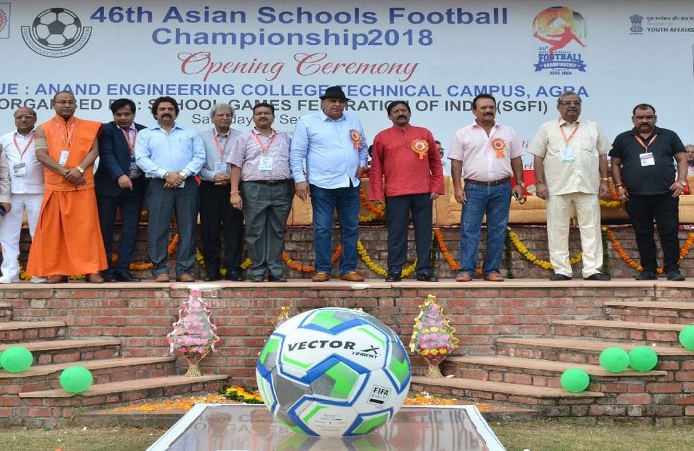 Asian school football championship begins in agra
